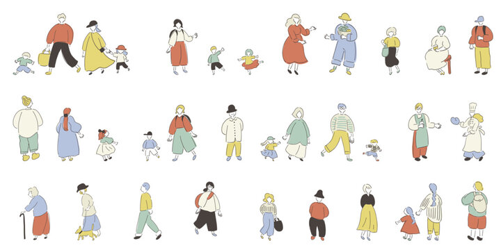 Family and Community People Set | 34 Diverse Vector Characters_earth tone