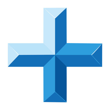 3D blue plus sign icon