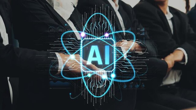 AI Concept Visualization in Business Environment with Focused Individuals Using Technology and Innovative Solutions for Future Growth Sigmoid