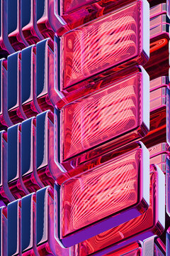 Glowing Red Glass Tiles 3D Abstract Background