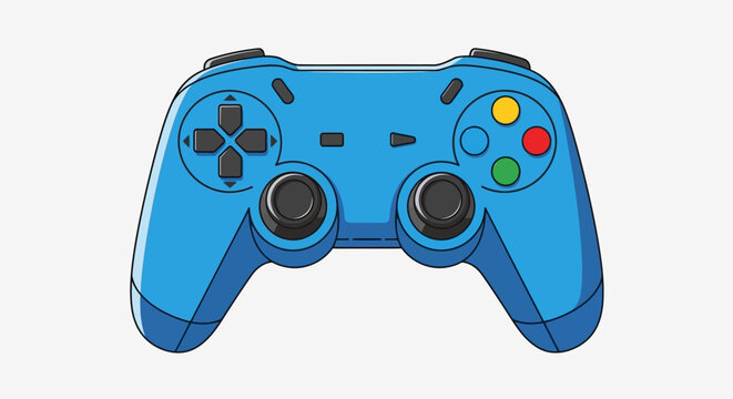 Blue Video Game Controller Isolated on White Background
