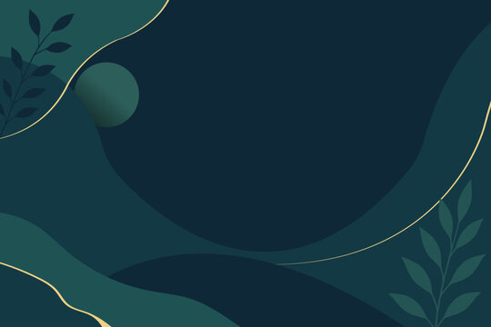 Abstract Botanical Luxury Background with Organic Shapes and Gold Line Art