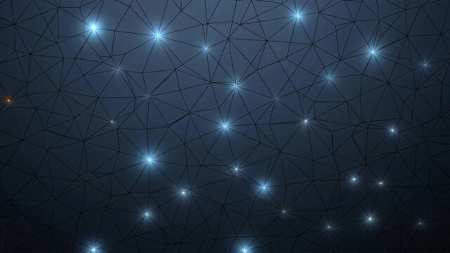 Abstract Network Background with Glowing Connected Nodes and Polygon Mesh