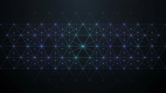 Digital Network Geometric Mesh with Glowing Nodes on Dark Background