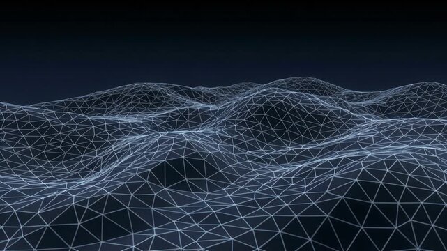 Wireframe Landscape of Abstract Digital Terrain