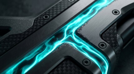 High Tech Carbon Fiber Mechanism with Cyan Neon Energy Channel