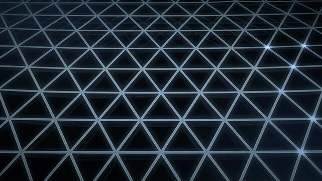 Geometric Grid Pattern with Triangular Lines and Glowing Points