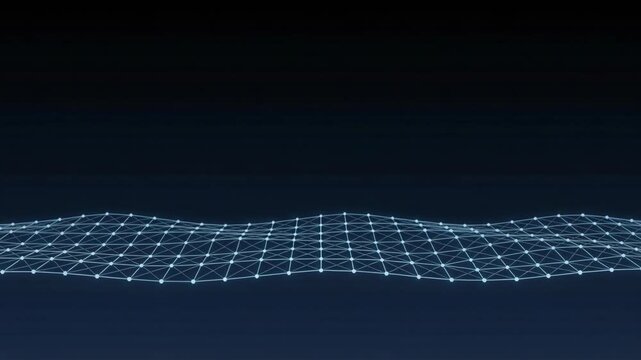 Digital Mesh Network Wave on Dark Background