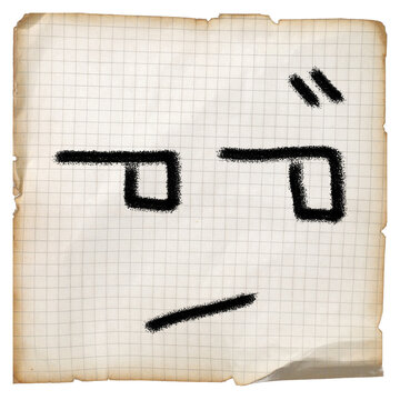 hand drawn simple cute emoticon face blocking with fold paper texture