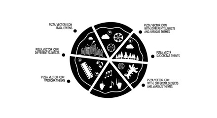 Pizza Slice Icons: Diverse Themes Represented in Culinary Design © sri