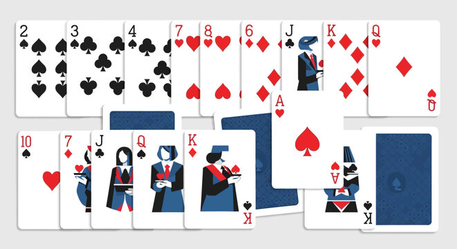 Playing Cards Solitaire Layout with Business People Figures