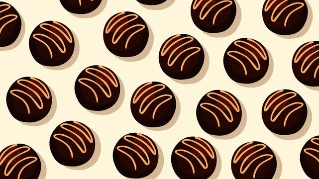 Elegant seamless pattern featuring rich chocolate truffles decorated with fine chocolate drizzle. Perfect for confectionery branding, dessert promotions, packaging, bakery themes