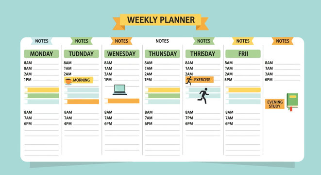 Weekly Planner with Schedule, Tasks, and Notes - Organized Life
