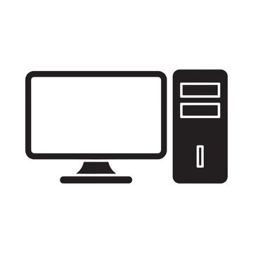 computer monitor and tower flat icon desktop