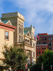 Obraz premium Historic Jersey City City Hall Facade with American Flag