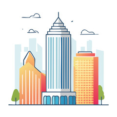 Obraz premium Modern city skyline with skyscrapers in flat design style