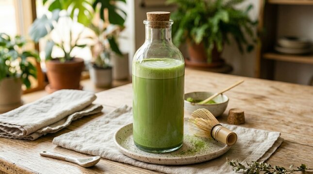 minuman matcha original dengan alat pembuat minuman matcha