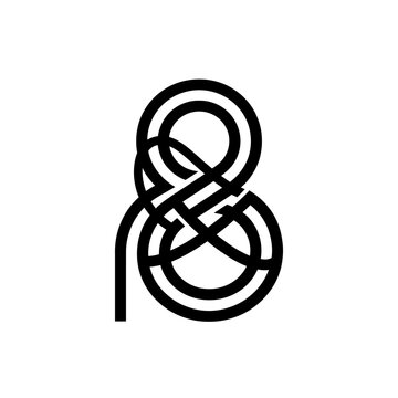 Abstract black line art loop logo symbol