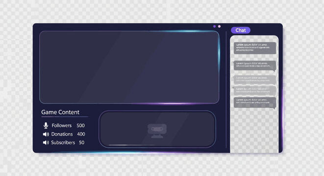 Modern Dark Theme Video Game Streaming Overlay Interface Design.