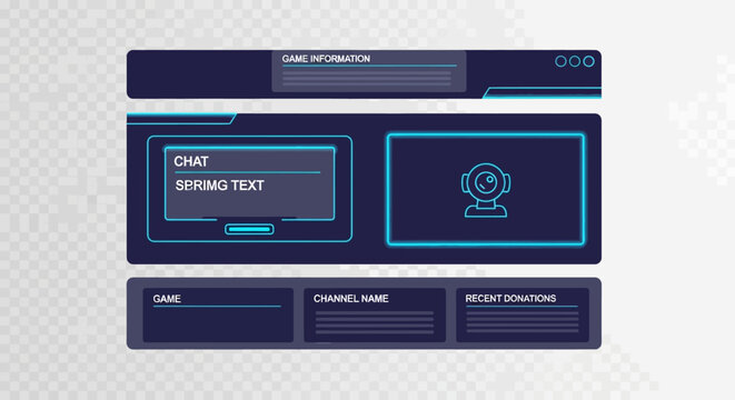 Modern Gaming Stream Overlay UI Interface Elements Set.