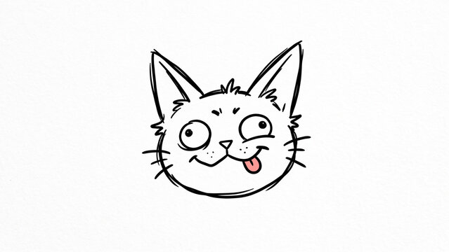 Goofy cat face with silly expression and tongue sticking out
