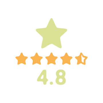 Rating icon yellow star icons with numeric value on white background