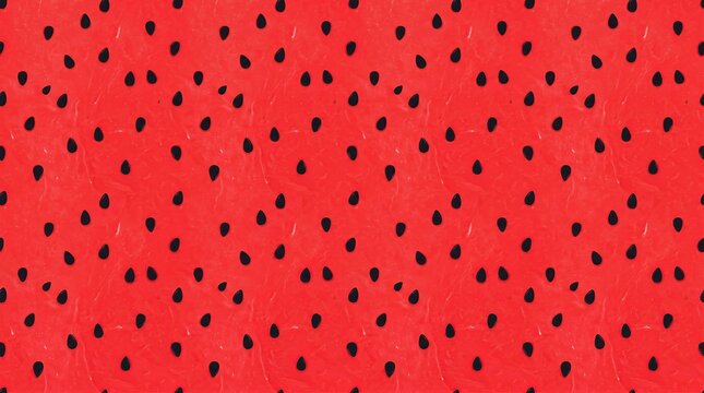 Vibrant seamless pattern featuring red watermelon texture with black seeds for creative design projects
