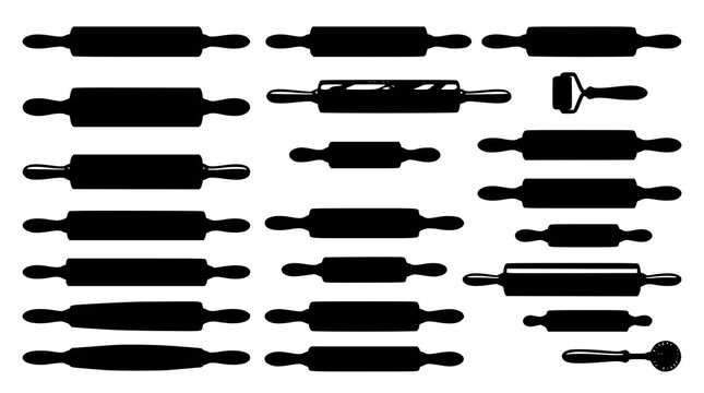 Different rolling pins collection vector illustration baking utensil set isolated on white background