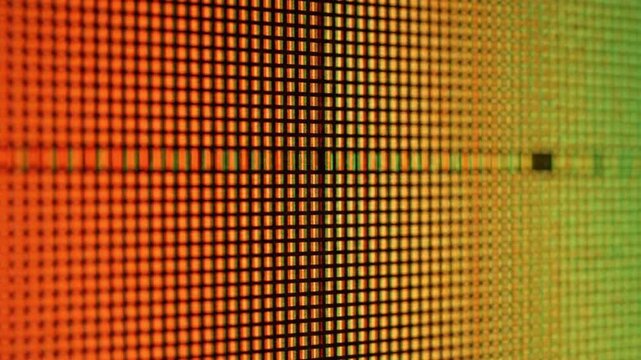 Macro view of RGB pixels on a computer screen monitor showcasing the T d VSRExport technology in action