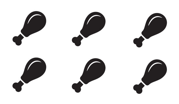 Pattern of chicken drumstick icons in black silhouette for food and cooking background.