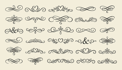 Ornate vintage frames and scroll elements. Classic calligraphy swirls, swashes, floral motifs © bow
