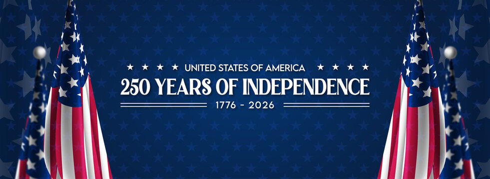 USA 250 years of independence banner with bilateral flags