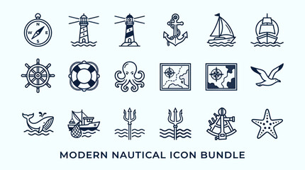 Nautical icons bundle for design. © yeandita