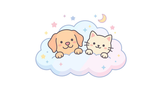 Cute dog and cat friends smiling.