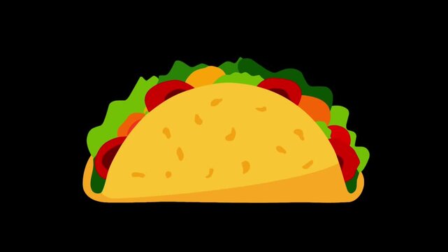 2D Animated Taco with Fresh Vegetables for Mexican Food Celebration