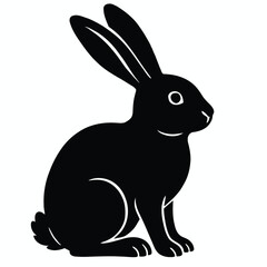 Obraz premium Simple silhouette vector illustration of a long-eared rabbit in clean style