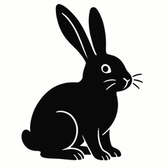 Obraz premium Simple silhouette vector illustration of a long-eared rabbit in clean style