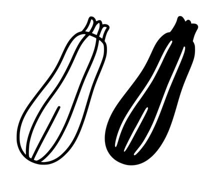 Zucchini illustration, minimalist outline and silhouette icon
