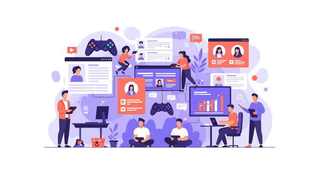 Professional video game development team working on new software projects.