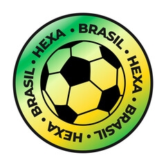Sticker Brasil Hexa. Copa do Mundo 2026. Seleção brasileira. Ilustração estilo adesivo. © Maressa