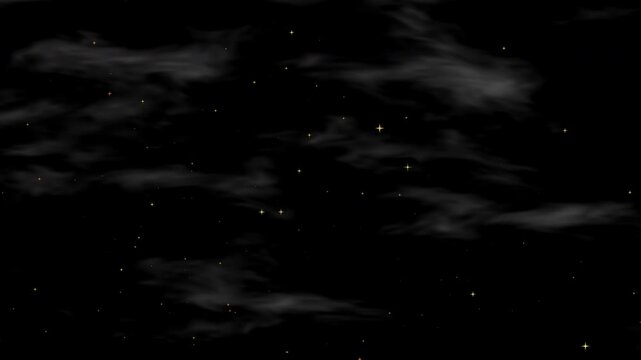 A serene dark night sky with scattered stars and wispy clouds, perfect for backgrounds or astronomy themes.