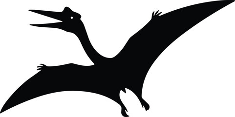 Flying Pterosaur Dinosaur Silhouette Vector Illustration Isolated Prehistoric Reptile Fossil Era Wildlife Icon Design © Sree