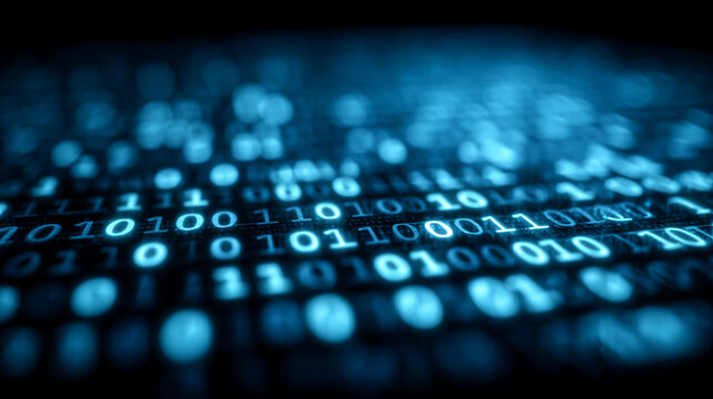 Rows of binary code across a digital surface, representing data processing, software systems and information technology infrastructure.
