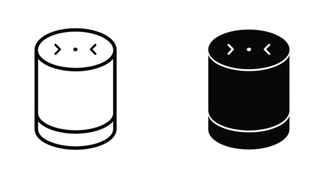 Smart speaker icon set featuring voice assistant devices digital assistant technology and modern vector graphics