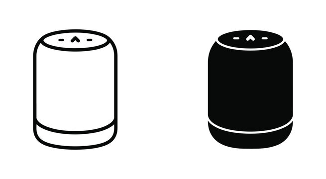 Voice assistant and smart speaker icon collection with digital communication and AI-powered device symbols