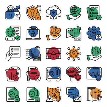 Digital Sovereignty Concept Icons for Data Control and Privacy Security