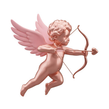 Rose Gold Cupid with Bow and Arrow
