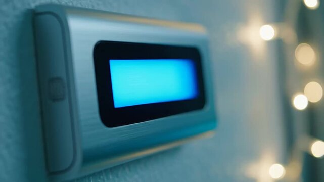 Digital Display Showing 0.0 Percent with Bokeh Lights Background.