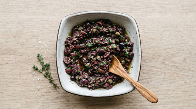 Olive tapenade, top view 