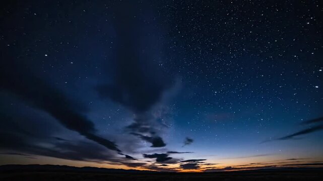 Sunset sky timelapse showing changing colors after sunset in a sky view at a flat landscape in the evening